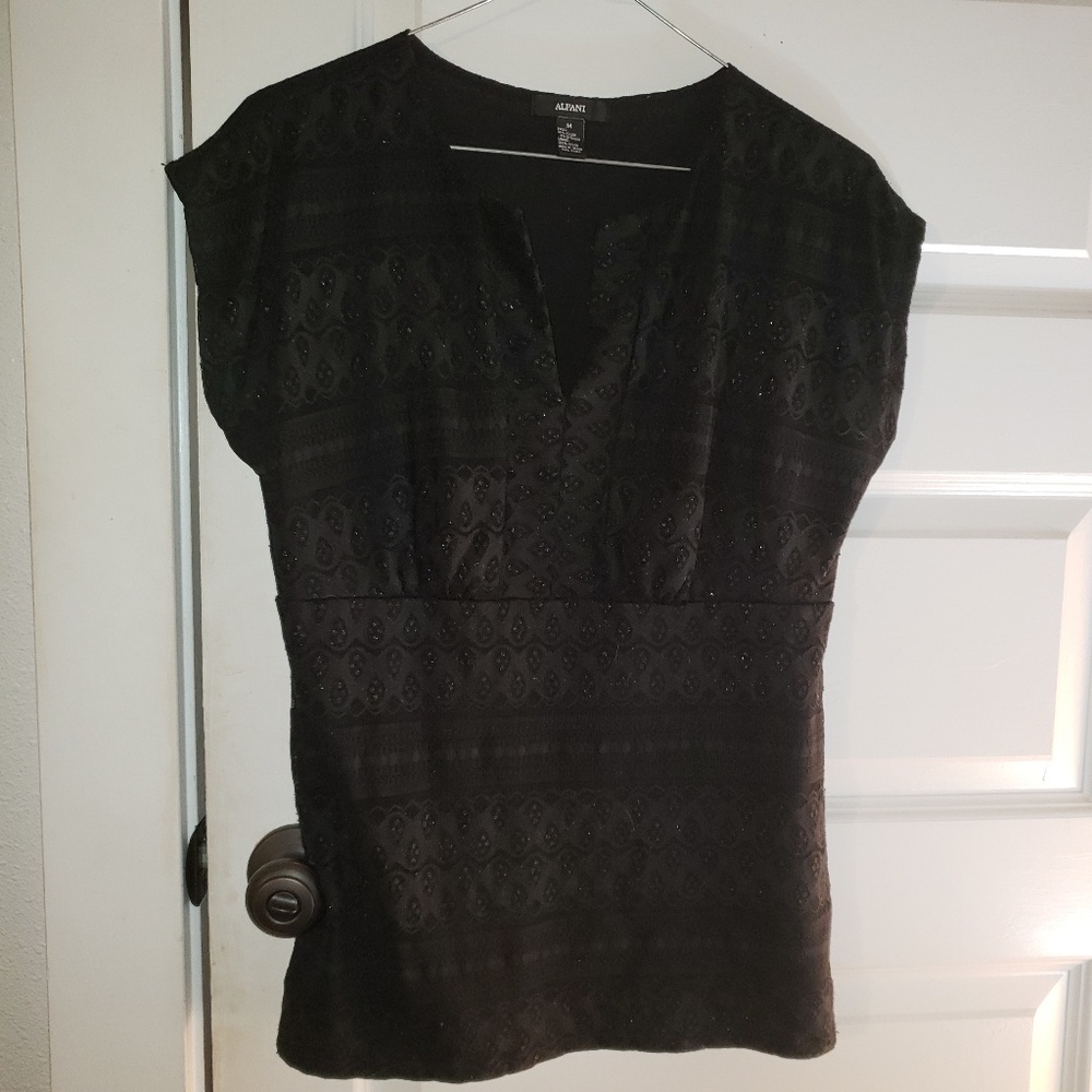 Alfani black blouse with lacy finish